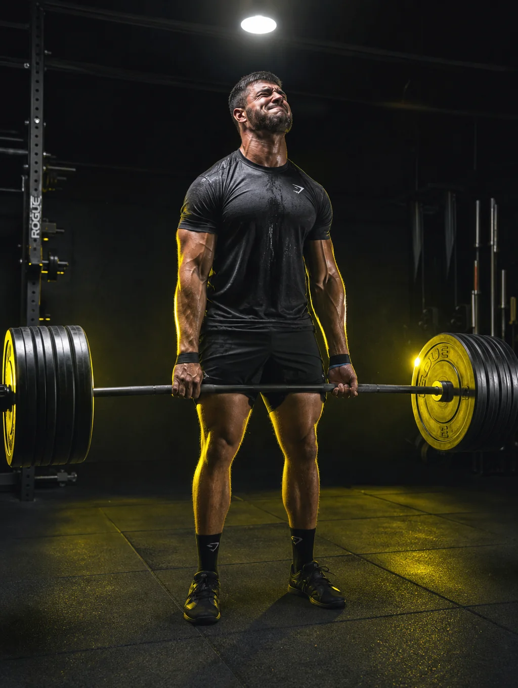 Athlete performing a heavy deadlift