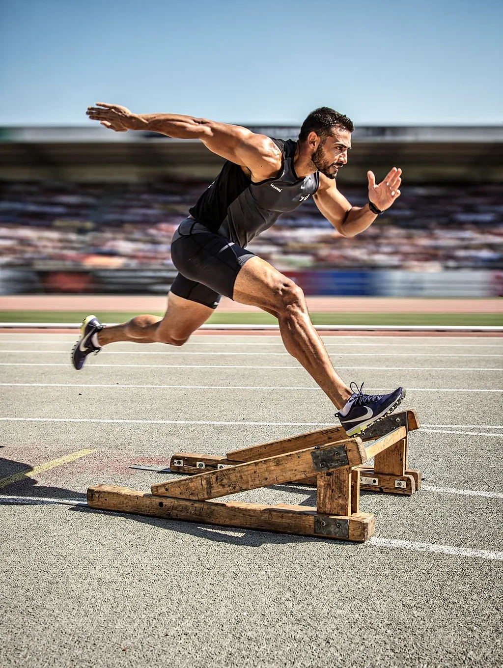 Athlete at the starting blocks